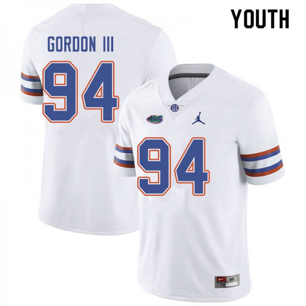 Jordan Brand Youth #94 Moses Gordon III Florida Gators College Football Jerseys White